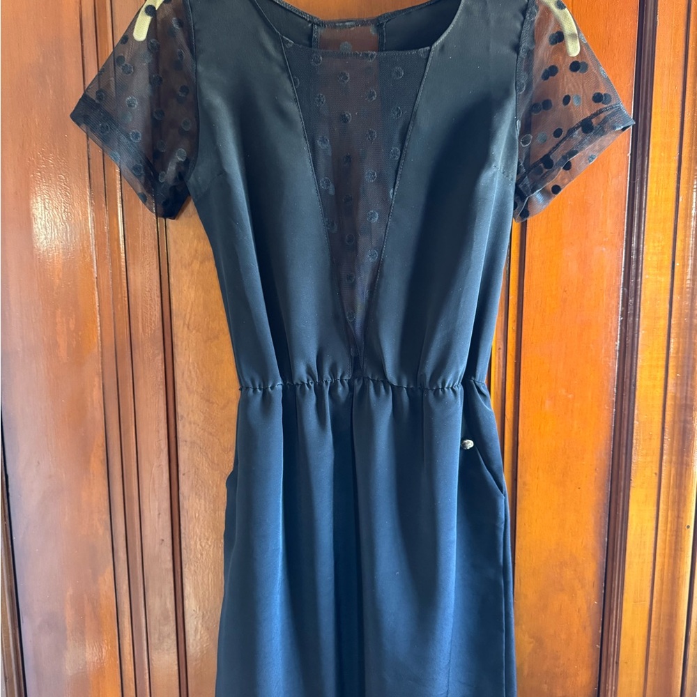 Urban Outfitters Black Polka Dot Cut Out Mini Dress